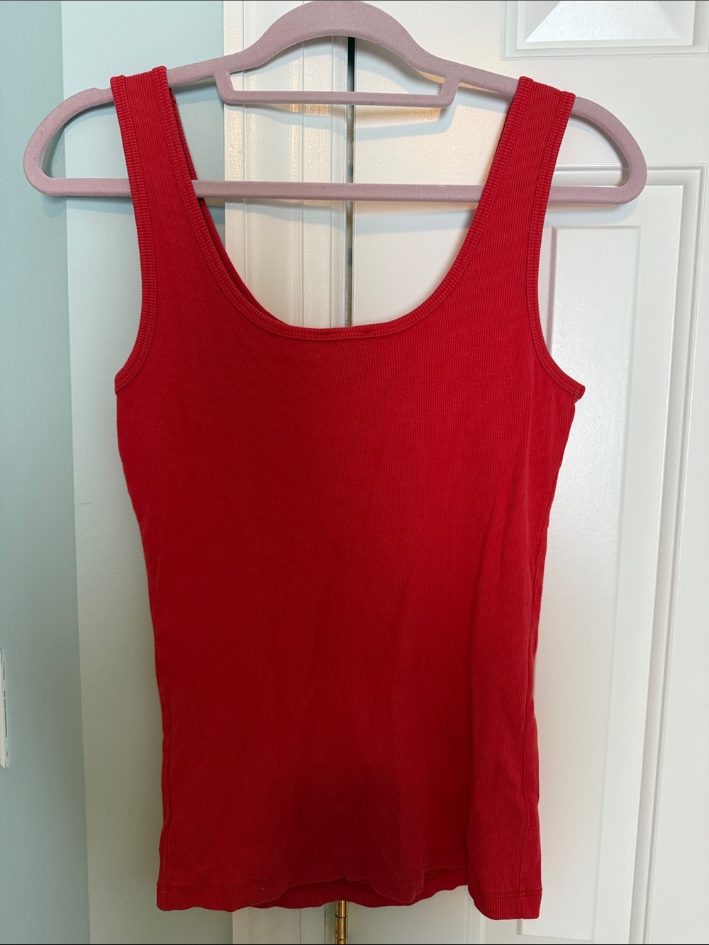 Bebe Red Rhinestone Logo Ribbed Tank - Picture 3 of 5